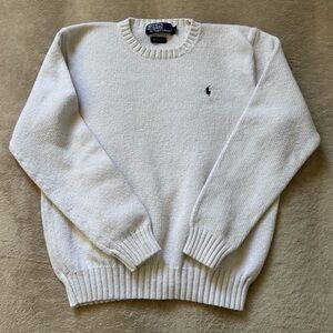 SOLD VINTAGE Polo Ralph Lauren Sweater Off White Medium Pony Logo Crewneck